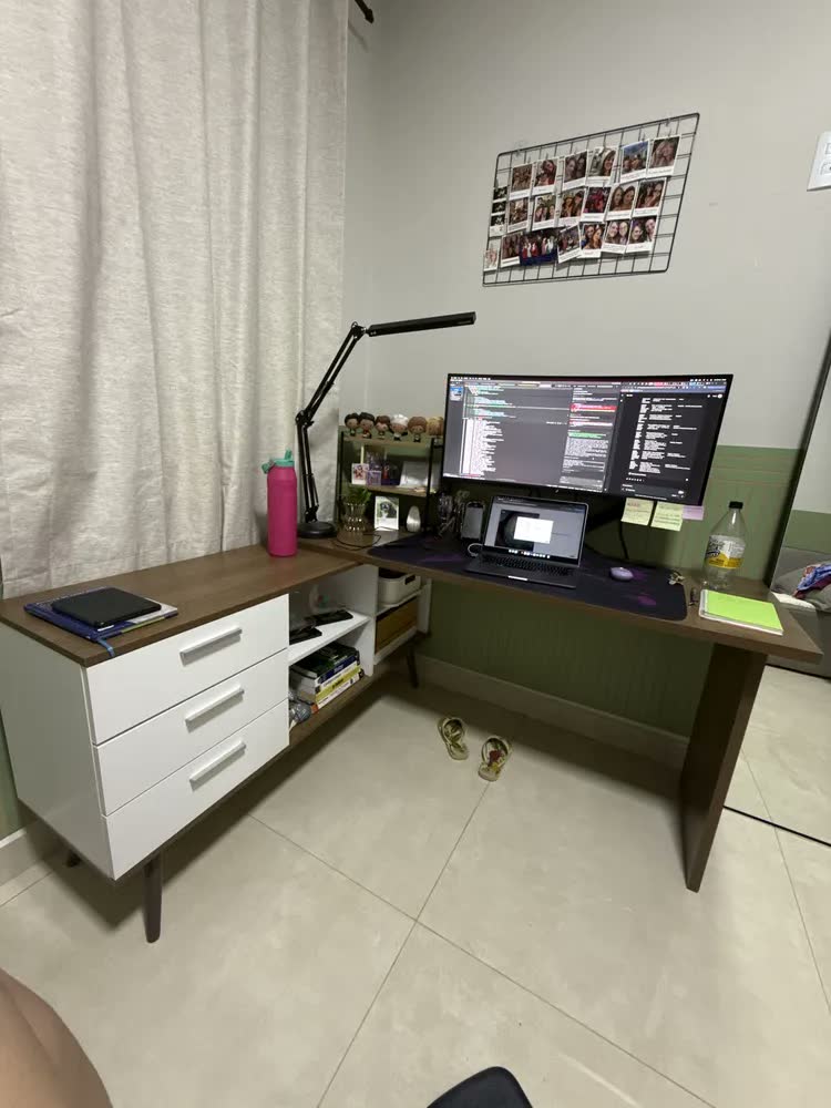 foto de Mesa de canto Madesa Lisboa para computador Bm Gamer marrom/branca