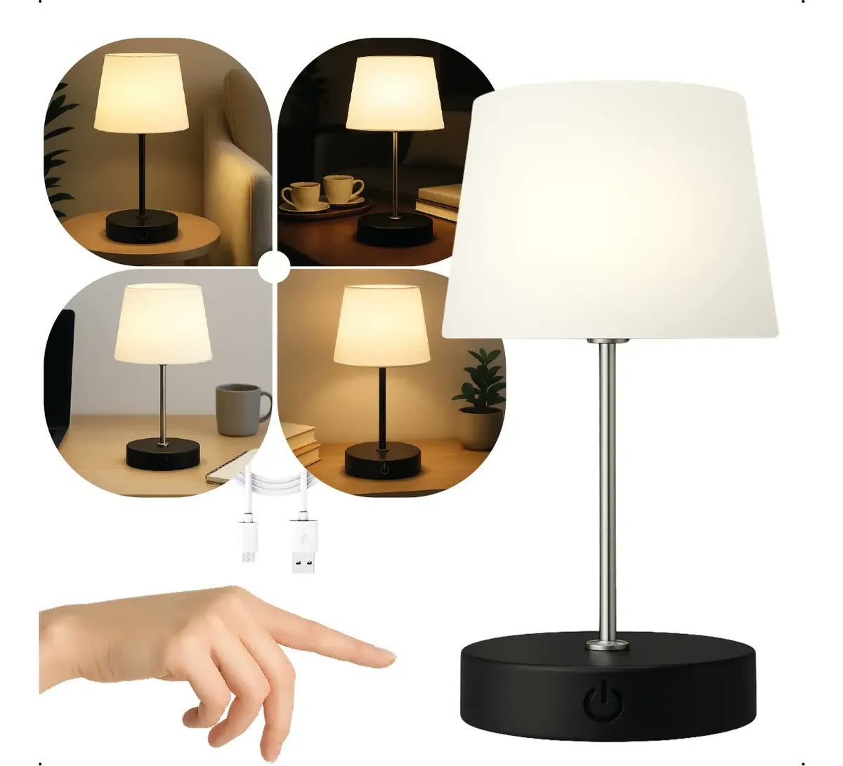 foto de Abajur Led Recarregável Retrátil De Aço Luz Neutra Ajustável