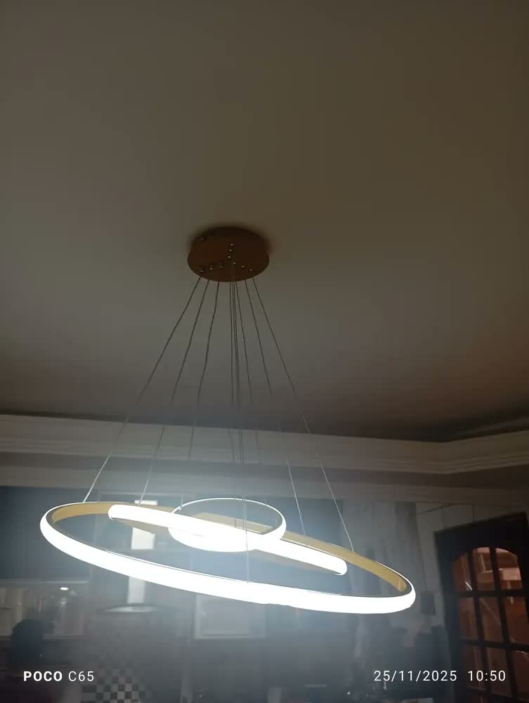 foto de Lustre Led Sala Moderno 72W 3 Arcos Pendente Luminária Teto Lustre Sala De Jantar Com Controle Luxo Moderno Cozinha Luminaria De Teto Para Sala Marca Camperluz