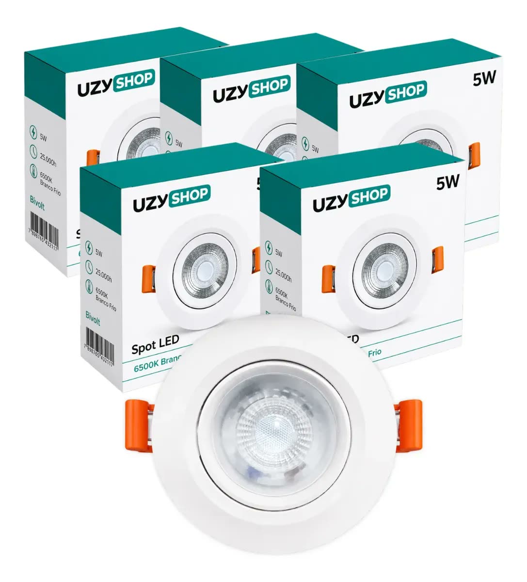 foto de Kit 5 Luminária Led Spot 5w Embutido Branco 3000k Ou 6500k