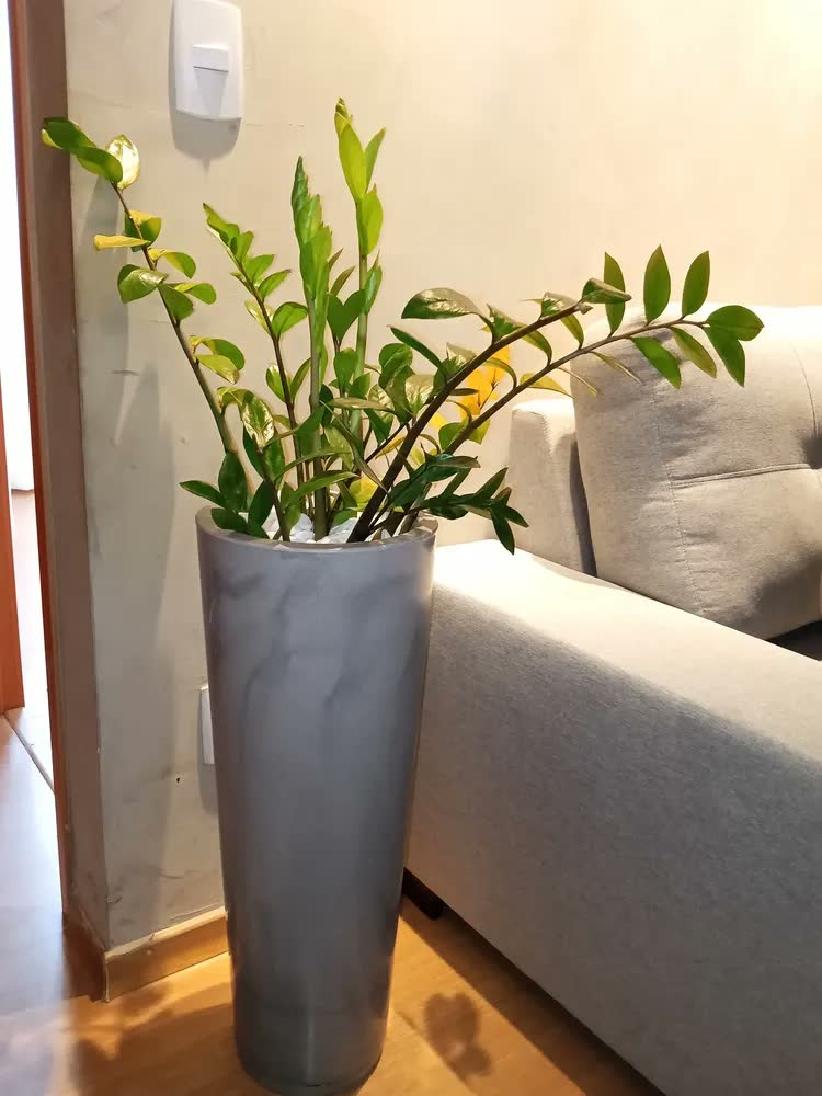 foto de Vaso Alto Para Plantas Luxo Marmorizado Decoração Casa