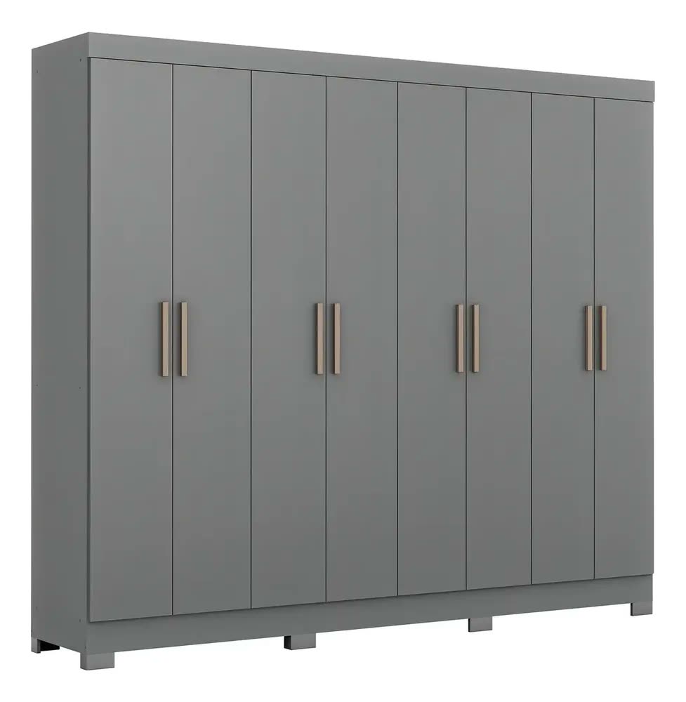 Guarda-roupa Casal Paris Espresso Móveis 8 Portas 4 Gavetas Cinza