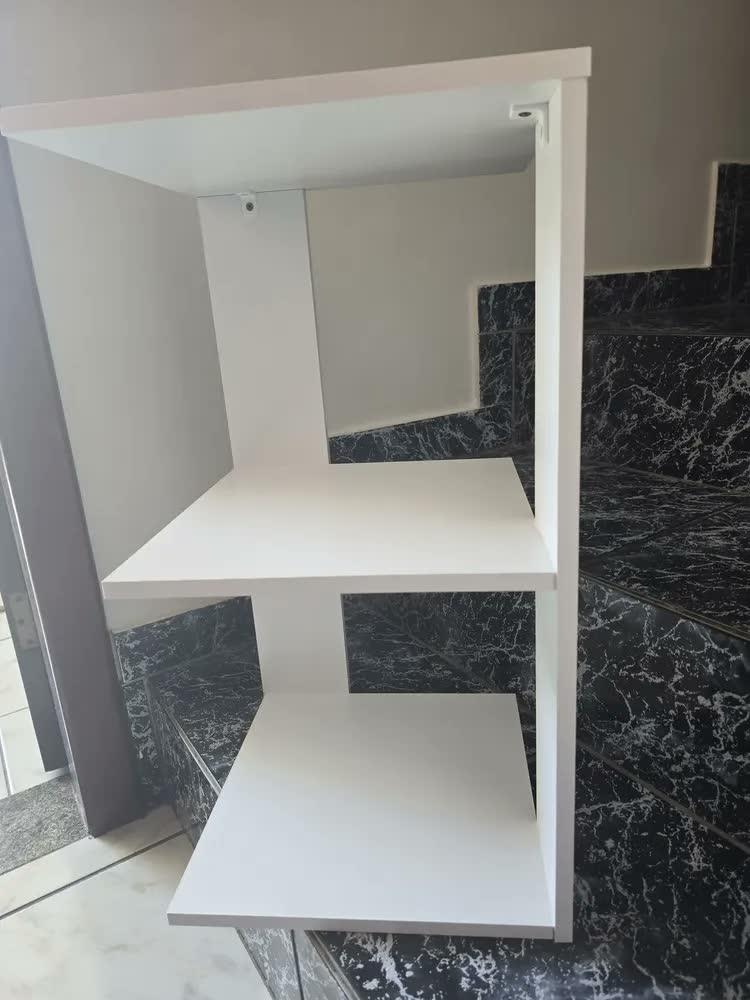 foto de Mesa Cabeceira Criado Mudo Branco MDP Moderno Com Prateleiras Deltre