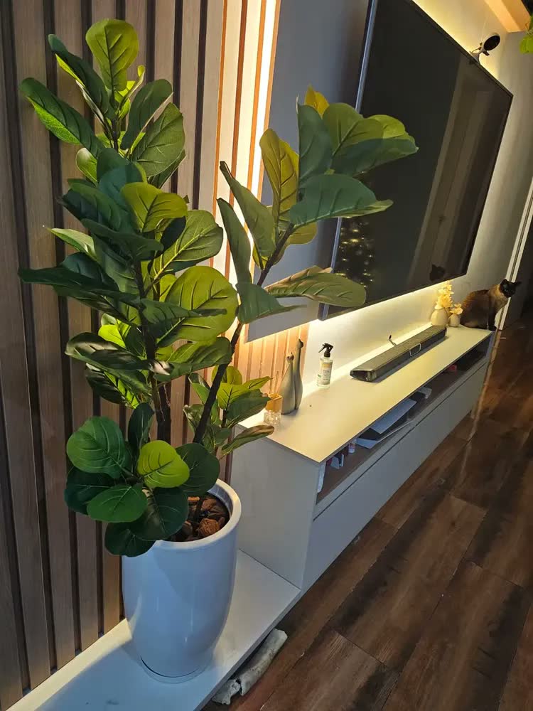 foto de Vaso Grande Polietileno Plantas Marmorizado Jardim Varanda