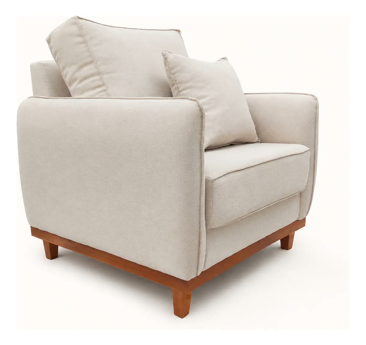 Poltrona Decorativa Sena Linho Palha Compacta Confortável