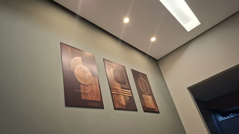 foto de Quadros Abstratos Geométricos Madeira Ouro Preto Luxo 122x60