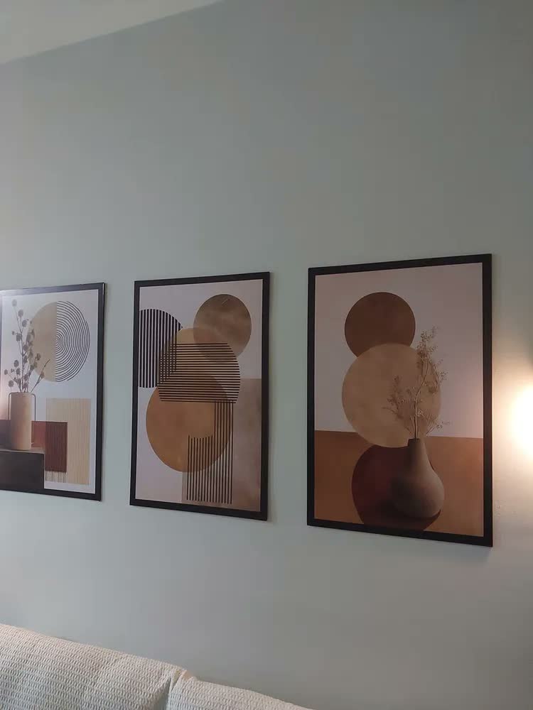 foto de Quadros Abstratos Geométricos Boho Terroso Marrom 122x60