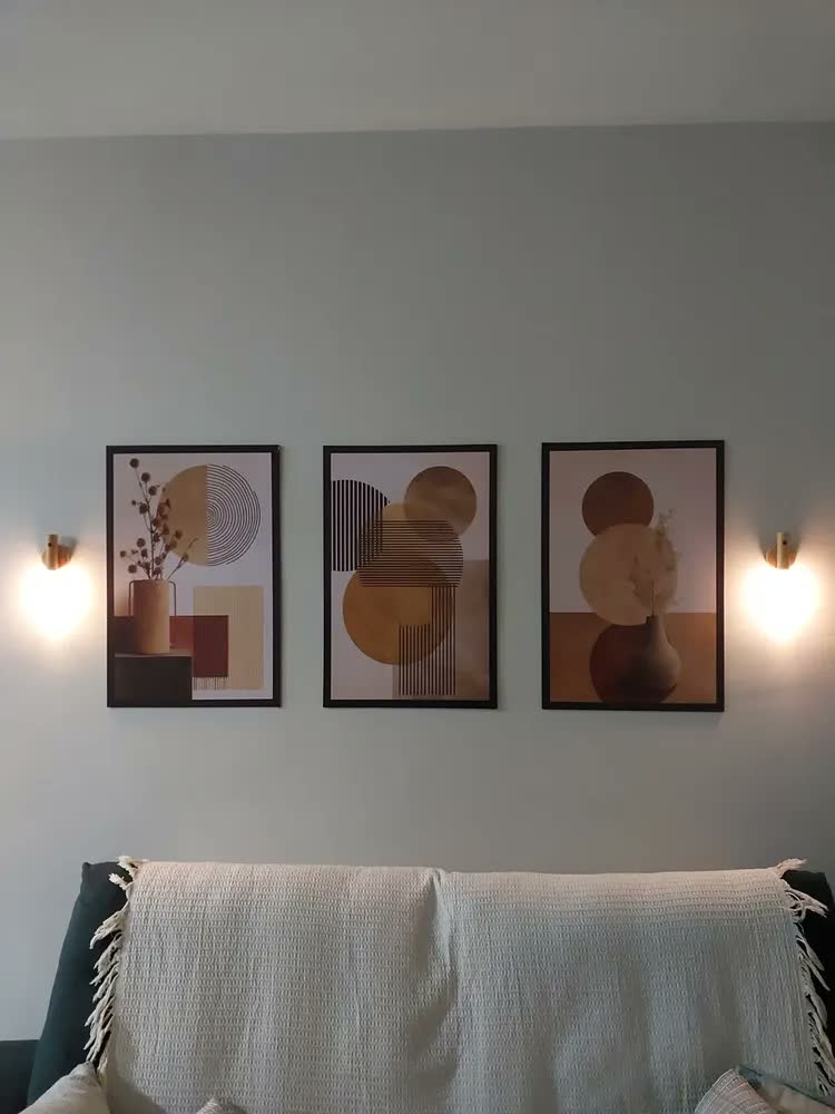 foto de Quadros Abstratos Geométricos Boho Terroso Marrom 122x60