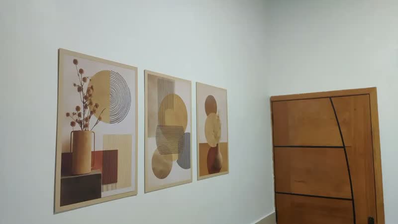 foto de Quadros Abstratos Geométricos Boho Terroso Marrom 122x60