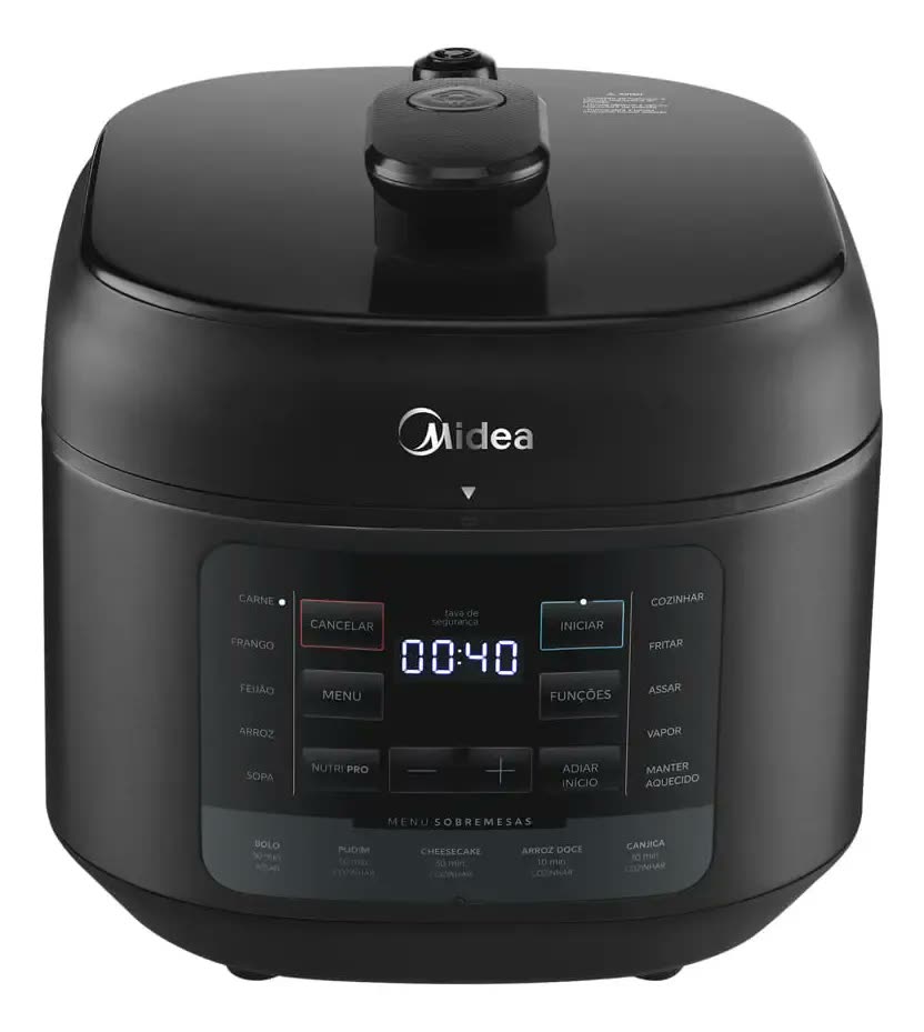 Panela De Pressão Elétrica 5l Nutripro Preta Midea Cor Preto