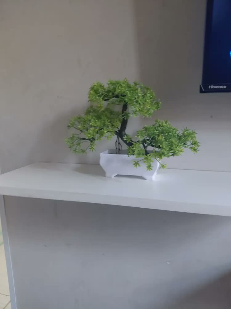 foto de Kit 2 Bonsai Artificial Nuvem Mini Árvore com Vaso Verde Realista Decoração Mesa Sala Escritório Planta Decorativa