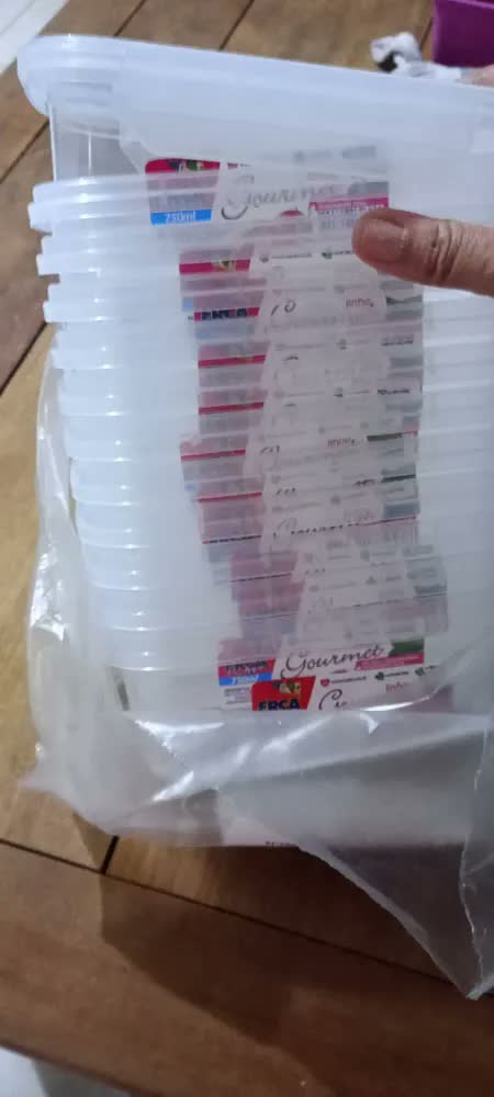 foto de Kit 12 Potes Plásticos 750ml Para Alimentos Hermético Freezer Microondas Marmita Sem Bpa Organizador Com Tampa E Travas Ourolar