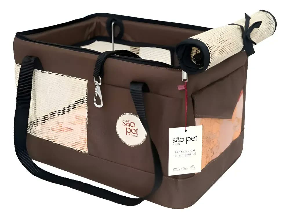 Bolsa Transporte Pet Aereo Gol São Pet 43 X32 X24cm Cão Gato Cor Marrom