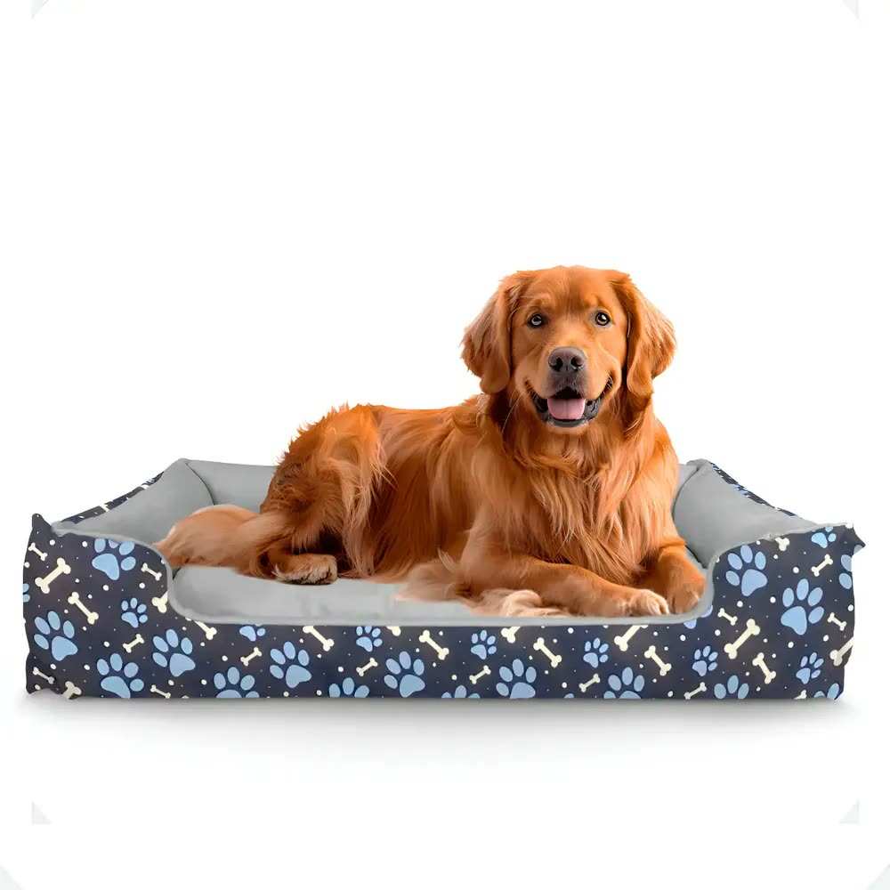 Cama Pet Extra Grande Xg Lavável Cachorro Porte Grande Cor Pata Azul