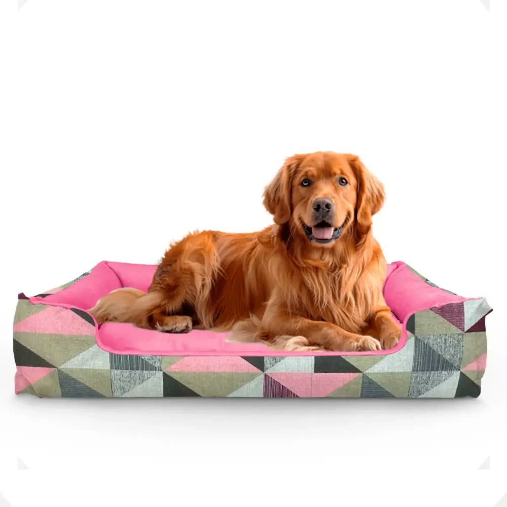 Cama Pet Extra Grande Xg Lavável Cachorro Porte Grande Cor Triangulo Rosa