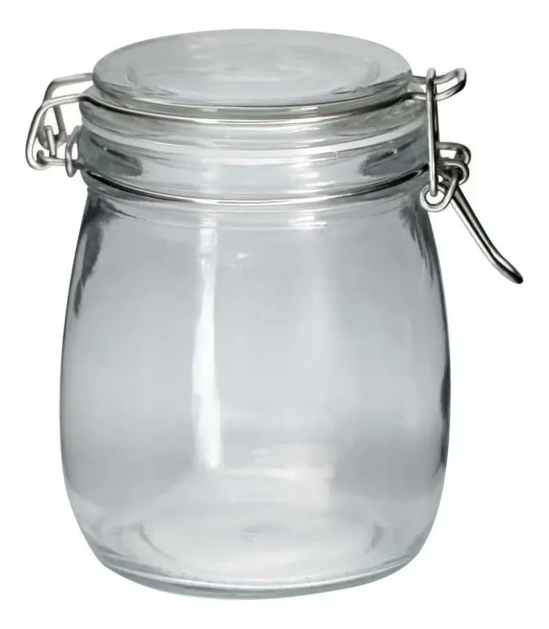 Pote Hermético De Vidro Com Trava Inox 830 Ml -cor Trasparente Allplus