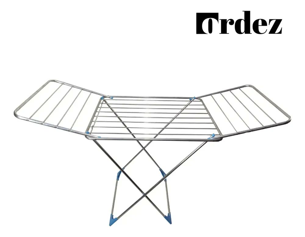Varal De Chao Roupa Grande Ordez Big Gigante 174cm 100% Aluminio Com Abas Cor Alumínio/azul