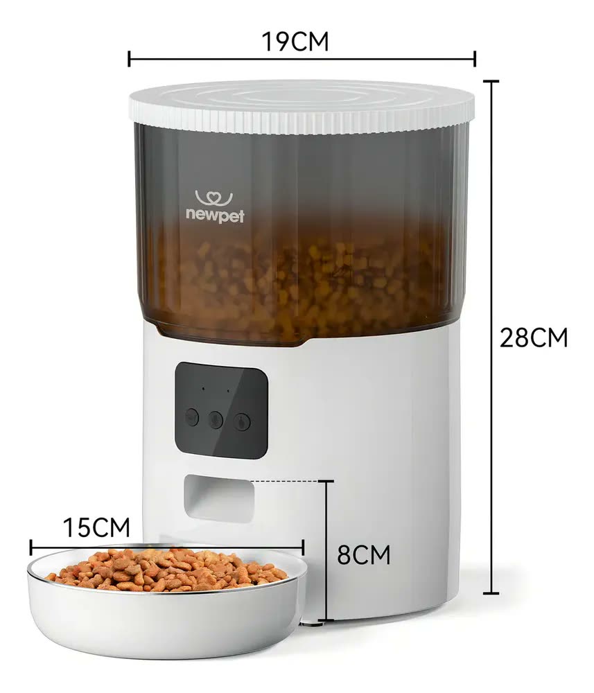 Comedouro Automático New Pet 4L com Gravação de Voz para Cães e Gatos