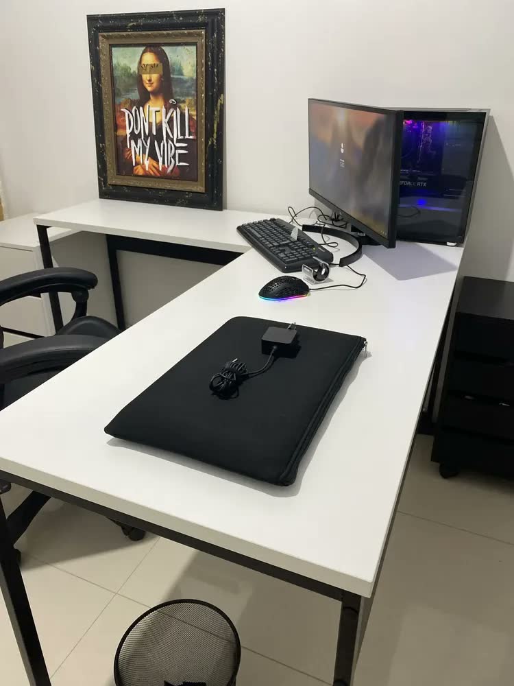 foto de Mesa De Escritório Escrivaninha Em L 190x70 3 Gav Netmobil Cor Bege