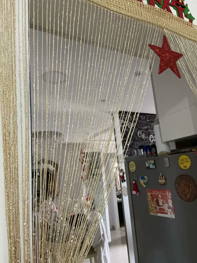 foto de Cortina De Porta Corda Luxo Brilho Reluzente S/ Varão 100x200 Decoração Brilhante Linear Sala Quarto Banheiro Cartizze Dourado
