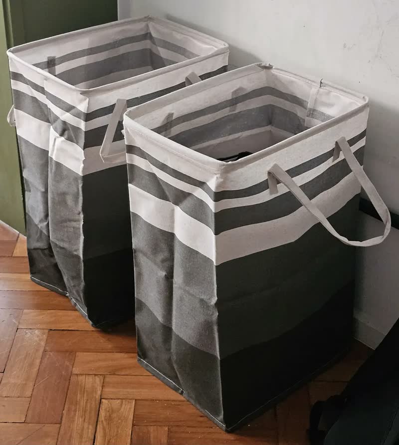 foto de Cesto De Roupa Dobrável Para Roupa Suja Cesto Saco(kit 4)