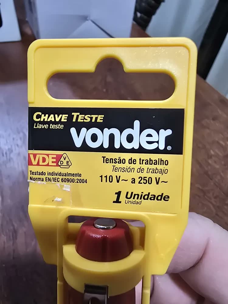 foto de Chave Fenda Teste Elétrico Tensão Isolada Vde 140mm Vonder Vermelho