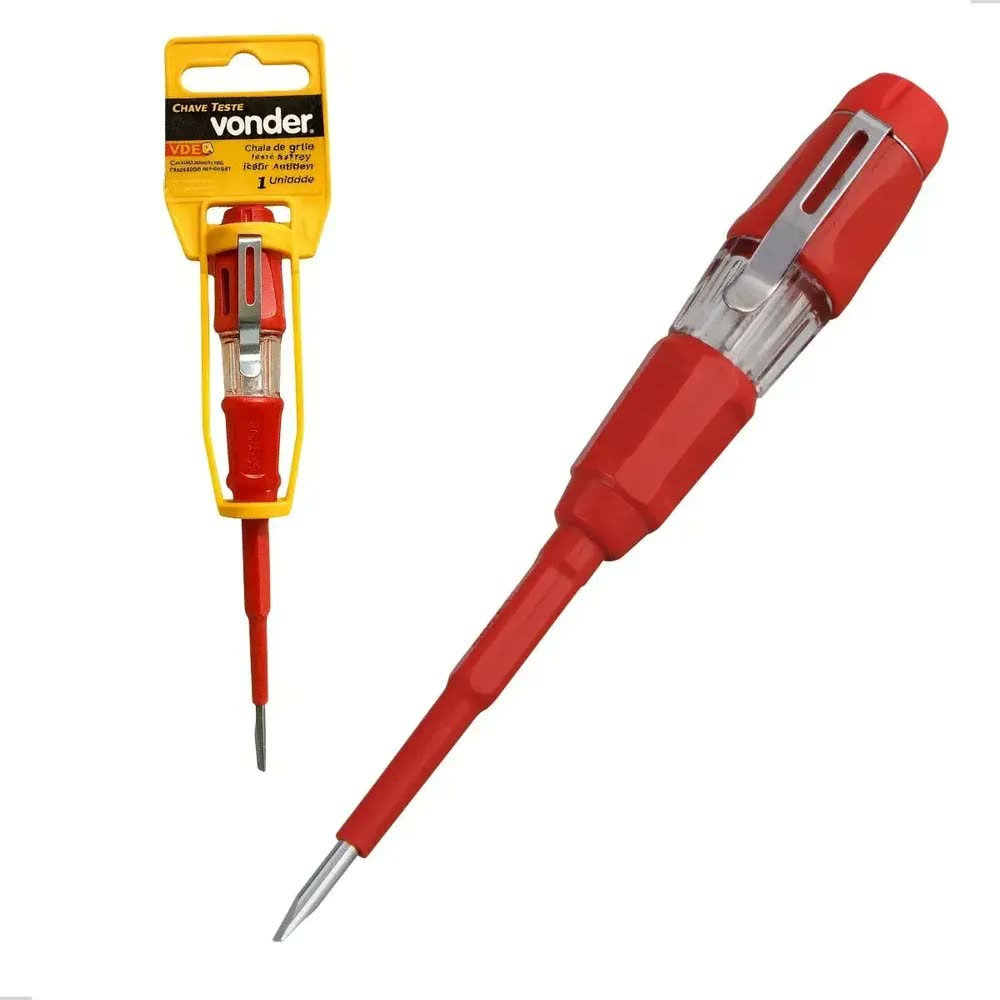 Chave Fenda Teste Elétrico Tensão Isolada Vde 140mm Vonder Vermelho