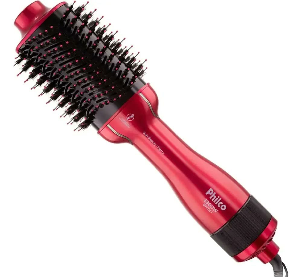 foto de Escova Alisadora Philco Pec13 4 Em 1 Bivolt 1300w Modeladora Cor Vermelho 127 220v
