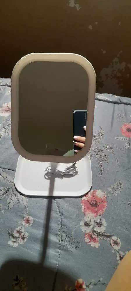 foto de Espelho Para Maquiagem Led Touch - Rosa / Branco