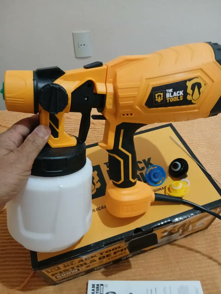 foto de Pistola De Pintura E Pulverizadora Elétrica Portátil Hvlp 1.250l C/5 Bicos E Acessórios 600w Tpp150 The Black Tools