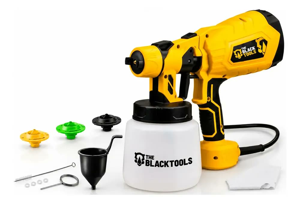 foto de Pistola De Pintura E Pulverizadora Elétrica Portátil Hvlp 1.250l C/5 Bicos E Acessórios 600w Tpp150 The Black Tools