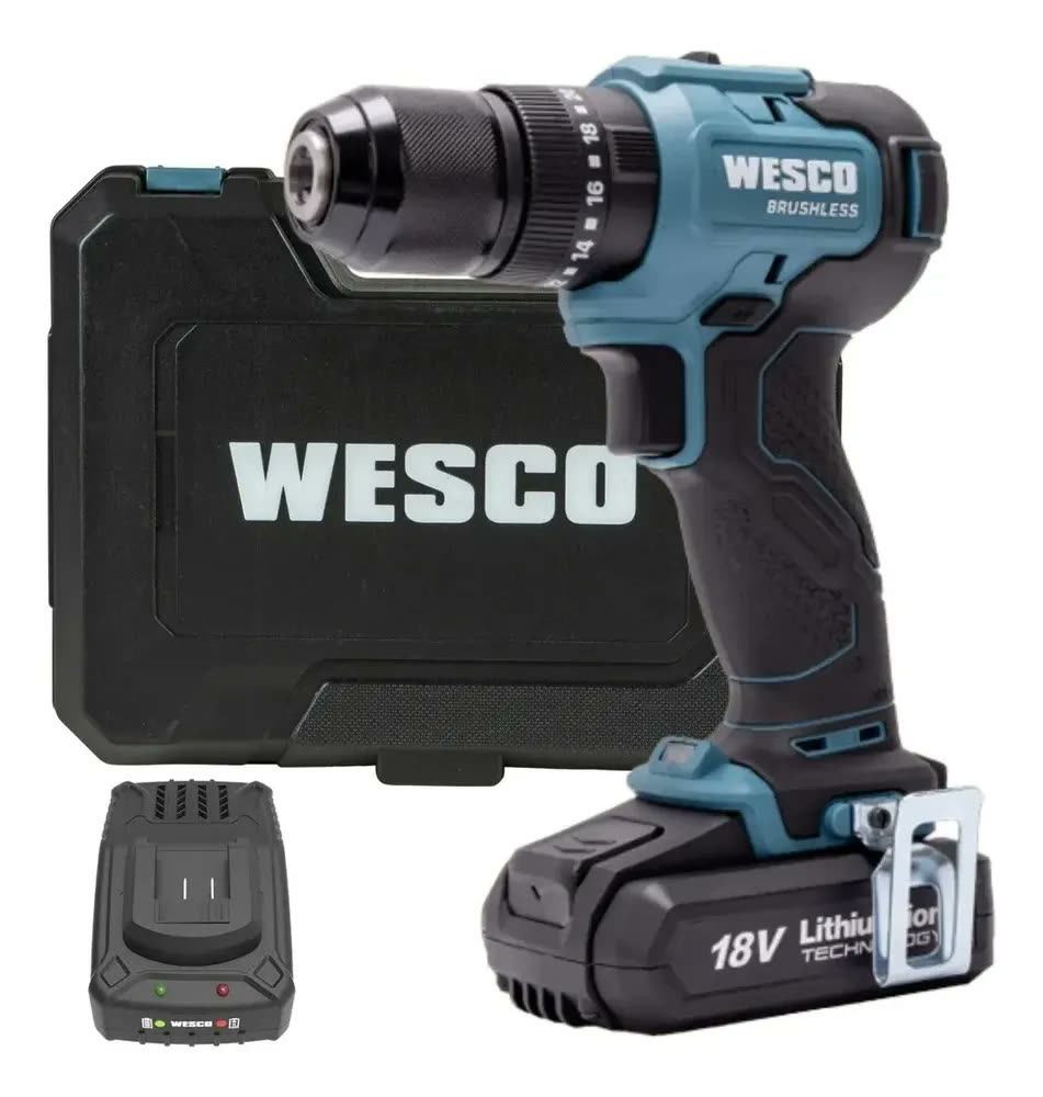 Parafusadeira Furadeira Impacto Wesco + Bat +carr. Ws2425k Azul-aço 60hz