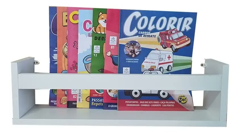 Kit 3 Prateleira 60cm Branco Para Livro Revista Infantil Suspenso Tio Do Mdf