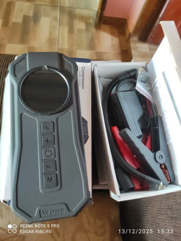 foto de Calibrador Compressor Pneu Digital Bomba Ar Auxiliar Partida