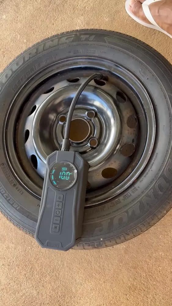 foto de Calibrador Compressor Pneu Digital Bomba Ar Auxiliar Partida
