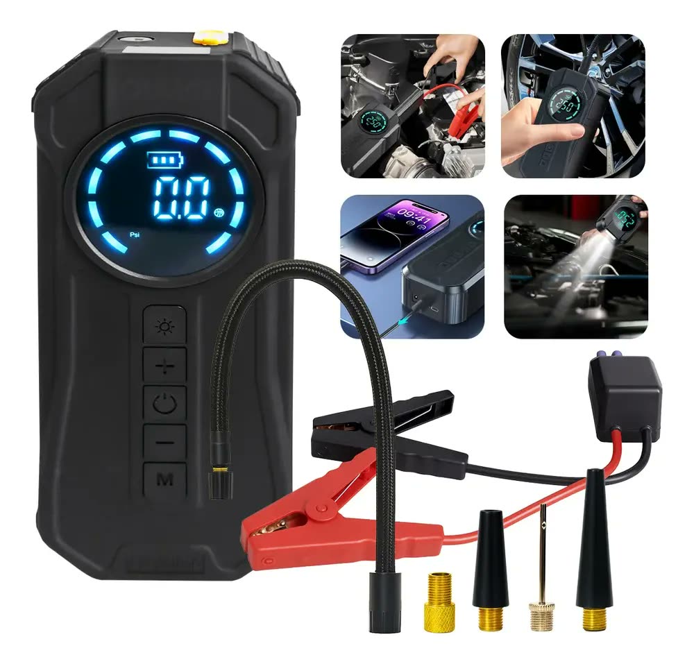 Calibrador Compressor Pneu Digital Bomba Ar Auxiliar Partida