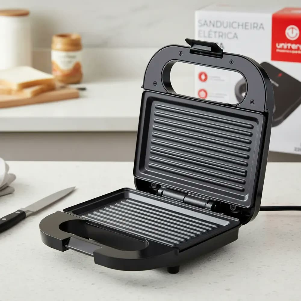 Sanduicheira Elétrica Grill Unitemmi Preto Antiaderente 750W