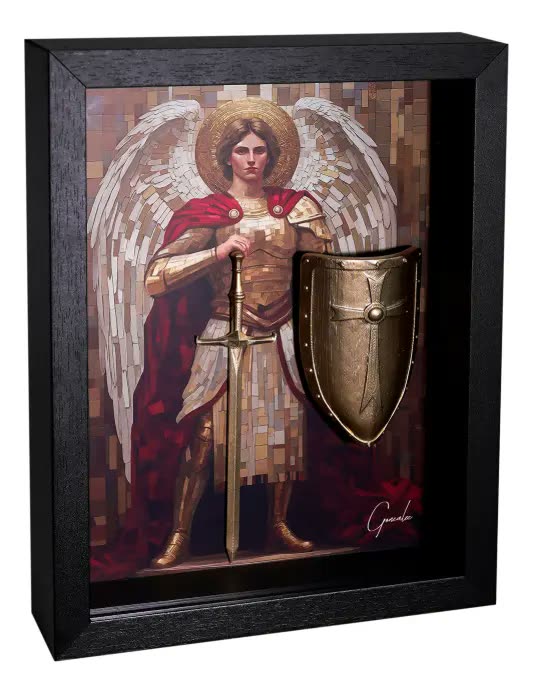 Quadro Decorativo São Miguel Arcanjo Protetor 33x26cm