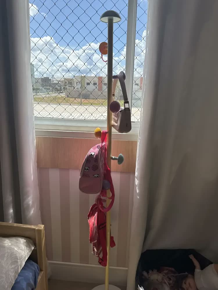 foto de Mancebo Cabideiro Chão Multiuso Metal Ganchos Cogumelo