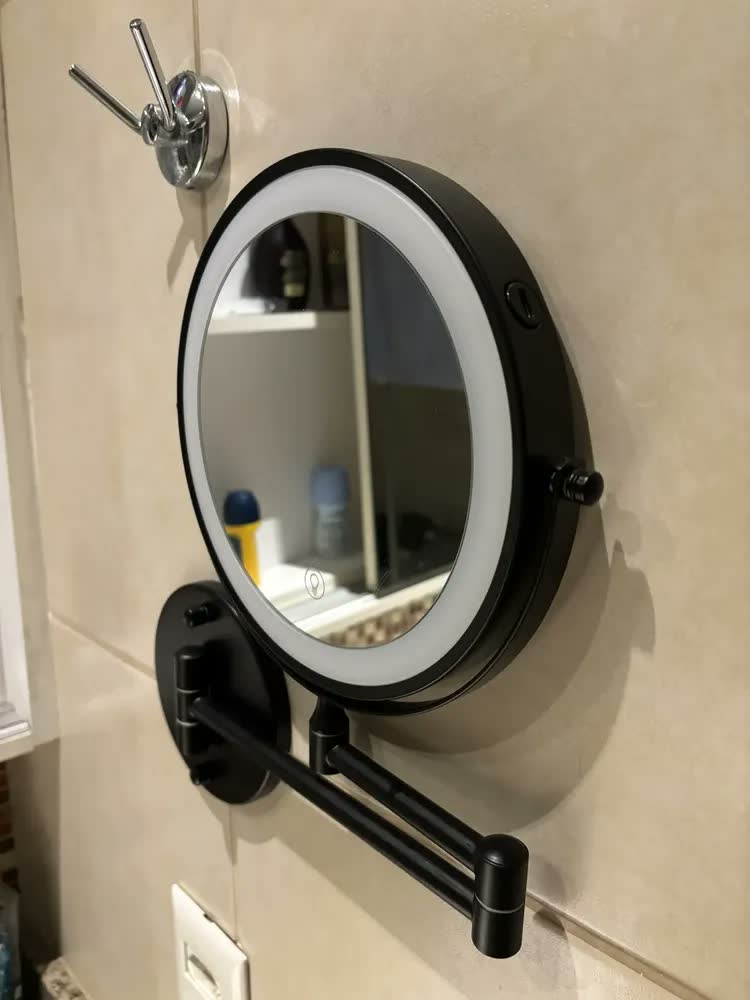 foto de Espelho Banheiro Duplo Com Led 360 ° Gire 1-10x Ampliação