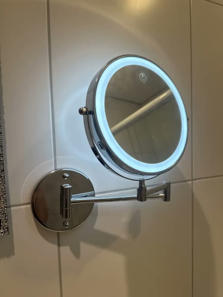 foto de Espelho Banheiro Duplo Com Led 360 ° Gire 1-10x Ampliação