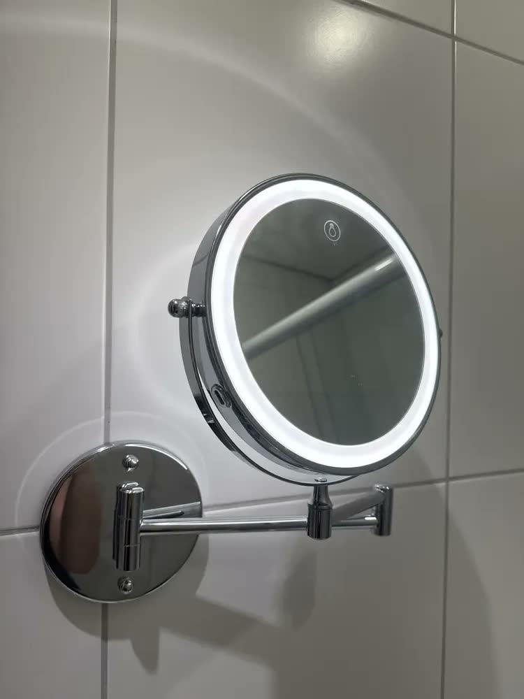 foto de Espelho Banheiro Duplo Com Led 360 ° Gire 1-10x Ampliação