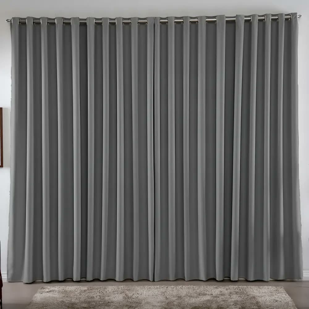 Cortina 3,00x2,80 Metros Blackout Blecaute Cinza Corta Luz Em Tecido Grosso Para Quarto E Sala Casa Laura Enxovais