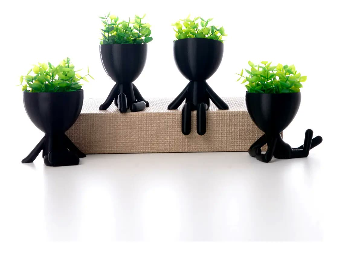 Kit 4 Vasos Mini Flores Inclusas Decorativo Para Casa Sala