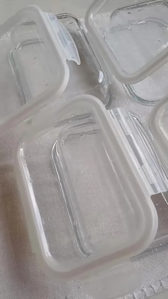 foto de Vittak Kit 5 Potes Vidro Hermético Transparente 640ml Tampa 4 Travas Marmita Microondas Freezer Porta Mantimentos