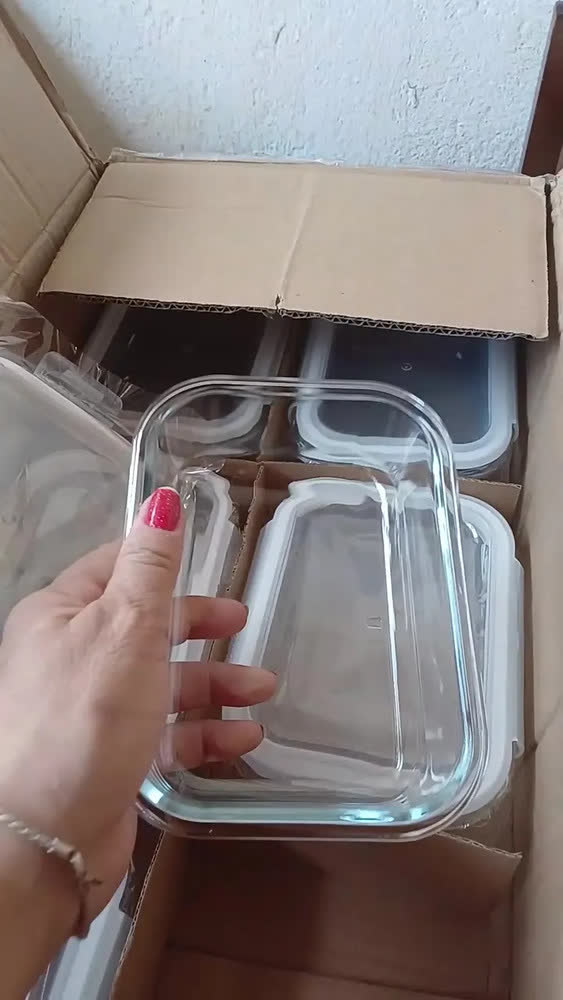 foto de Vittak Kit 5 Potes Vidro Hermético Transparente 640ml Tampa 4 Travas Marmita Microondas Freezer Porta Mantimentos