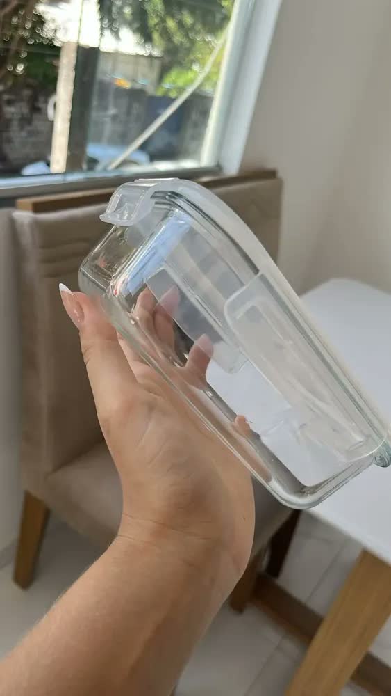 foto de Vittak Kit 5 Potes Vidro Hermético Transparente 640ml Tampa 4 Travas Marmita Microondas Freezer Porta Mantimentos