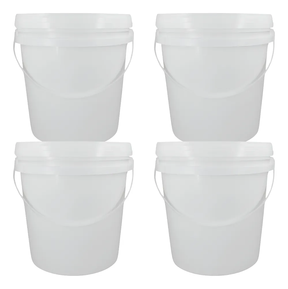 foto de Kit 4 Balde Plástico Atóxico Alimentício 5l Tampa Hermética