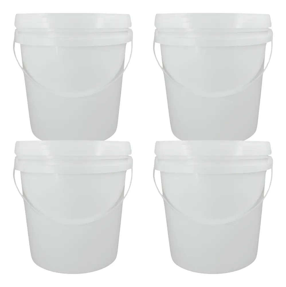 Kit 4 Balde Plástico Atóxico Alimentício 5l Tampa Hermética