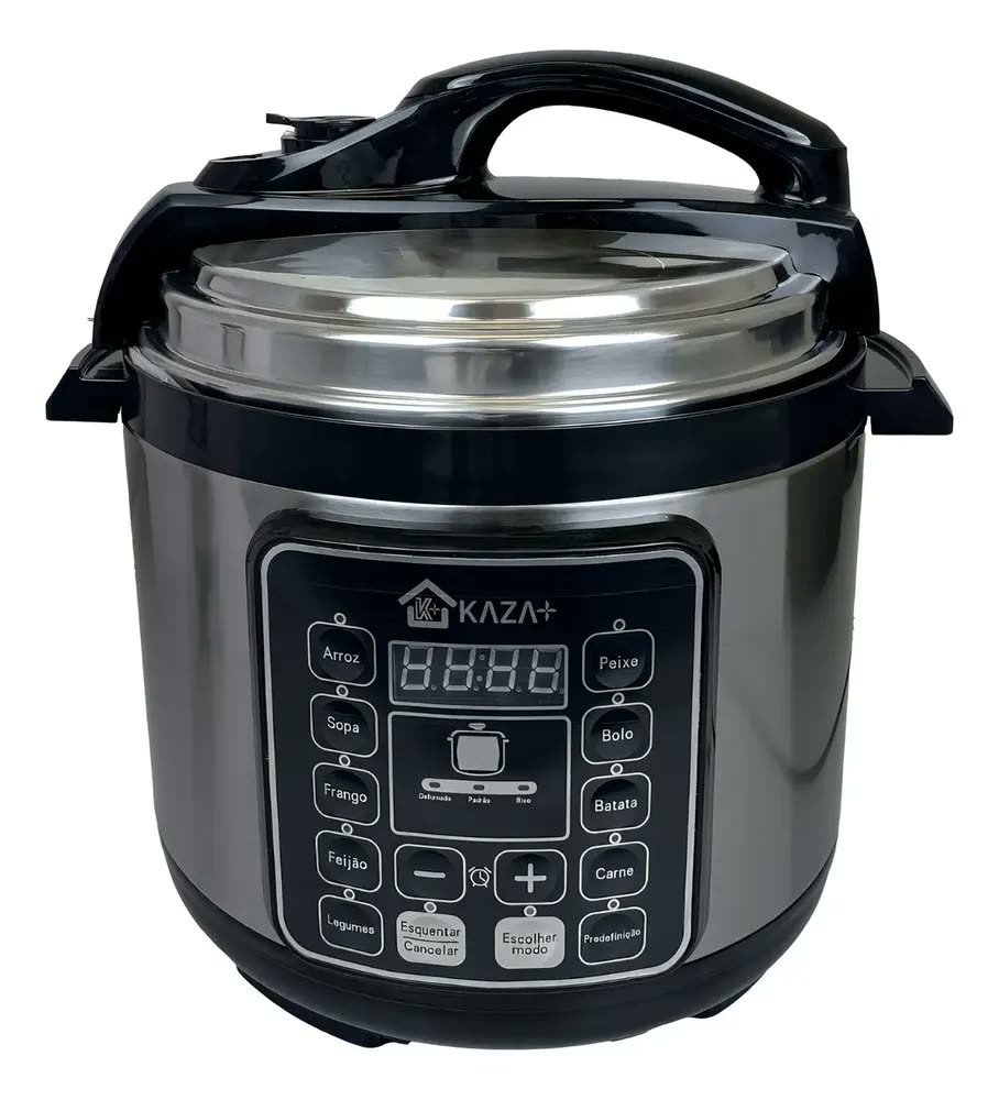 Panela De Pressão Elétrica 5 Litros 1000w Kaza+ Inox Cor Prateado